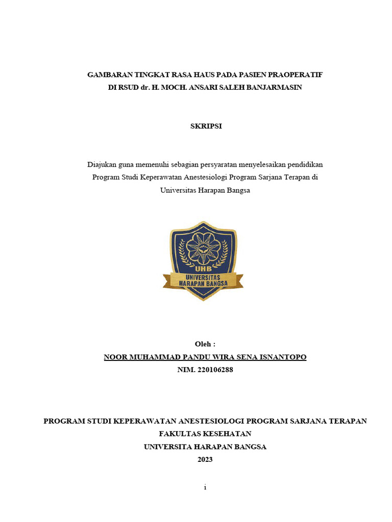 Tingkat Rasa Haus Pasien Praoperatif | PDF | Kesehatan Holistik | Sains ...