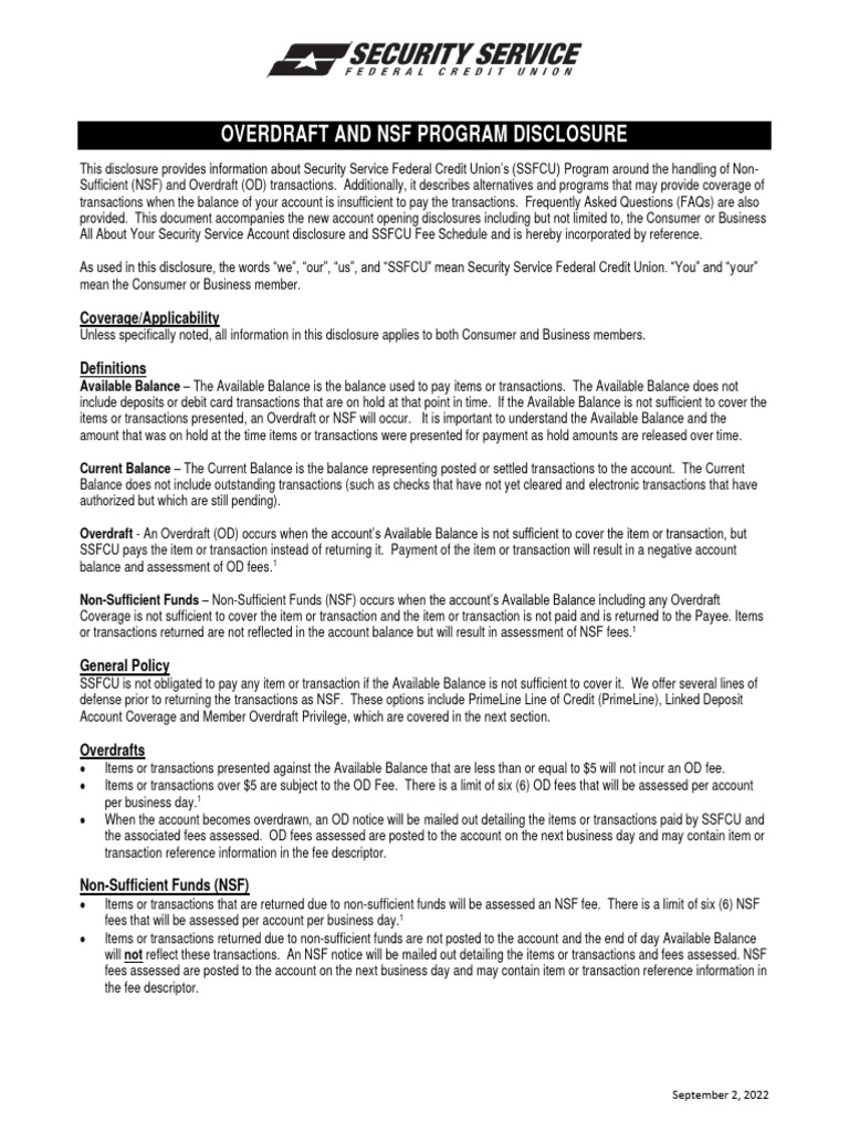 Overdraft Privilege Policy PDF Overdraft Transaction Account