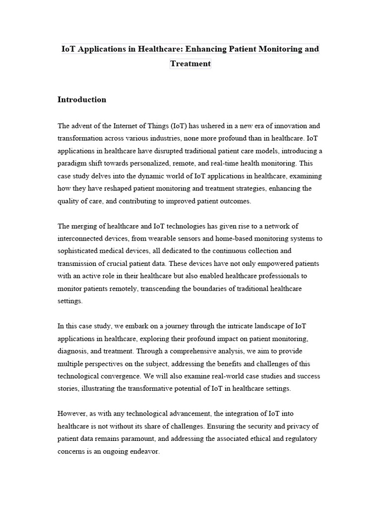 IoT in Healthcare: Patient Monitoring | PDF | Internet Of Things ...