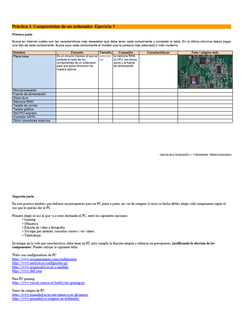 Tarea 4 - Componentes | PDF | Computadoras personales | Microcomputadoras
