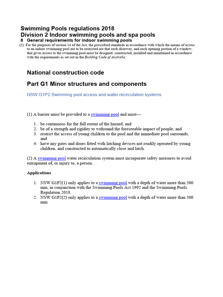 Swimming Pools Regulations 2018 PDF