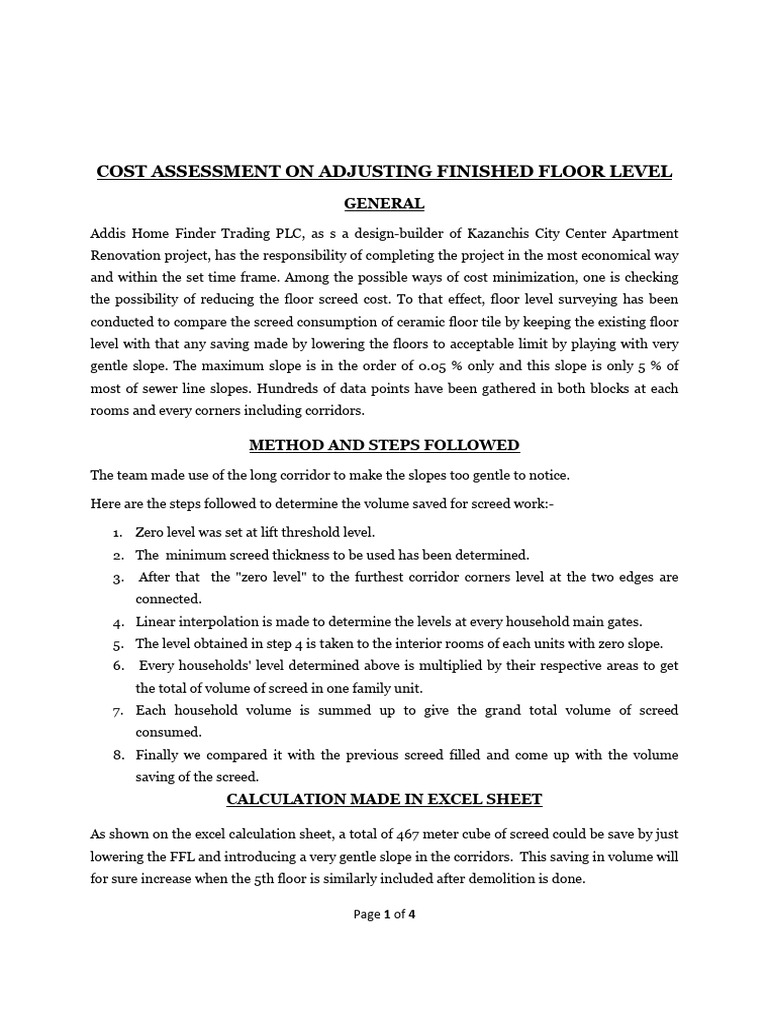 Screed Work Cost Assessment PDF