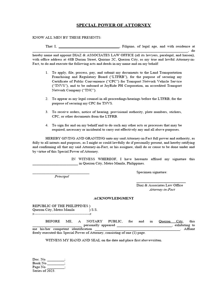 SPA 25aug2023 PDF Power Of Attorney Lawyer