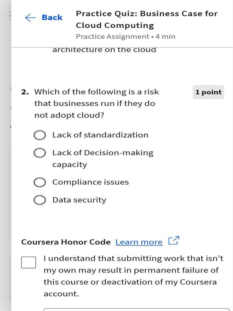 Business Case for Cloud Computing Quiz | PDF | Career & Growth | Computers
