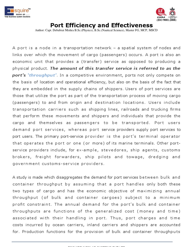 Port Efficiency & Effectiveness | PDF | Business