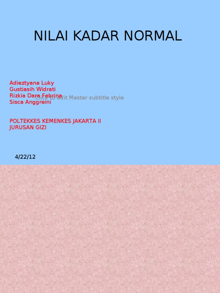 Nilai Kadar Normal
