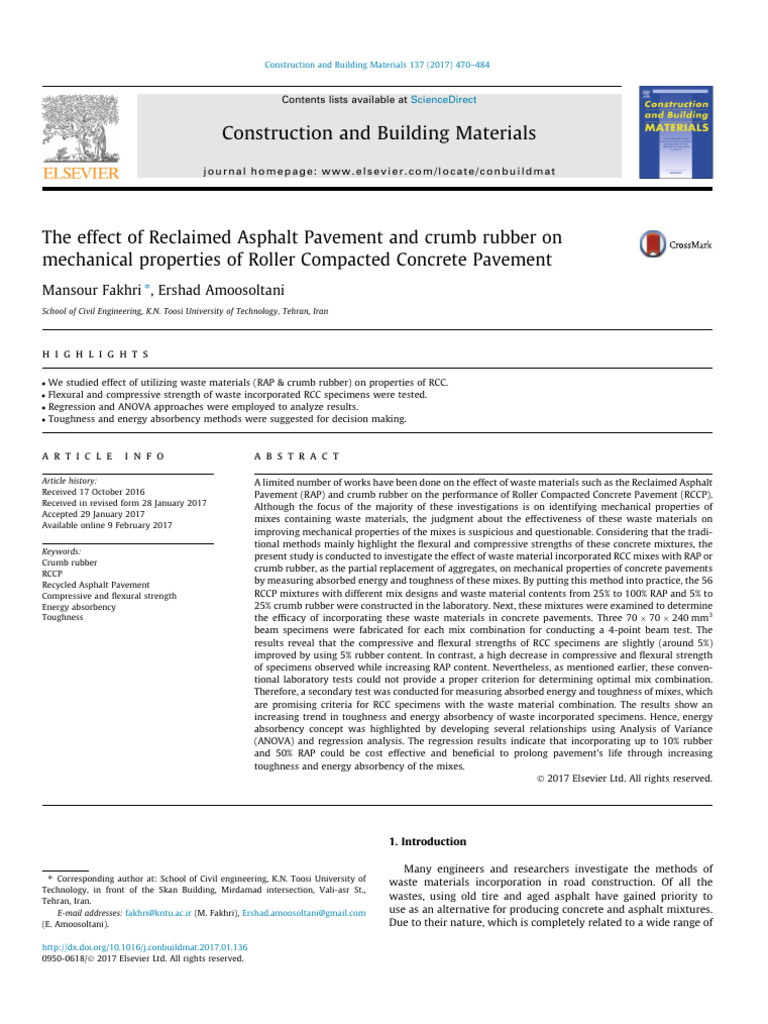 Impact of RAP and Crumb Rubber on RCCP Strength | PDF | Concrete | Fracture