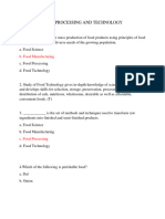 Worksheet - Food Processing and Technology