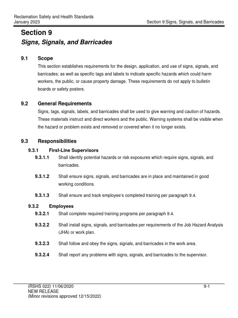 Reclamation Safety Signage Standards | PDF | Pipe (Fluid Conveyance ...