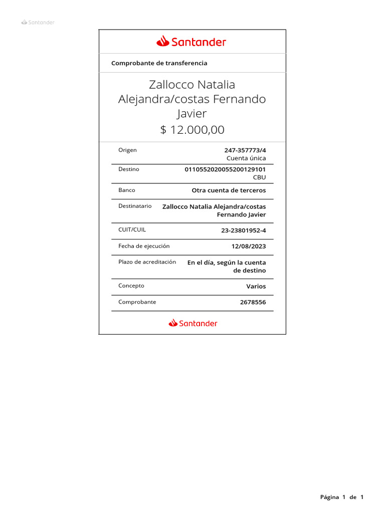 Comprobante de Transferencia Bancaria | PDF