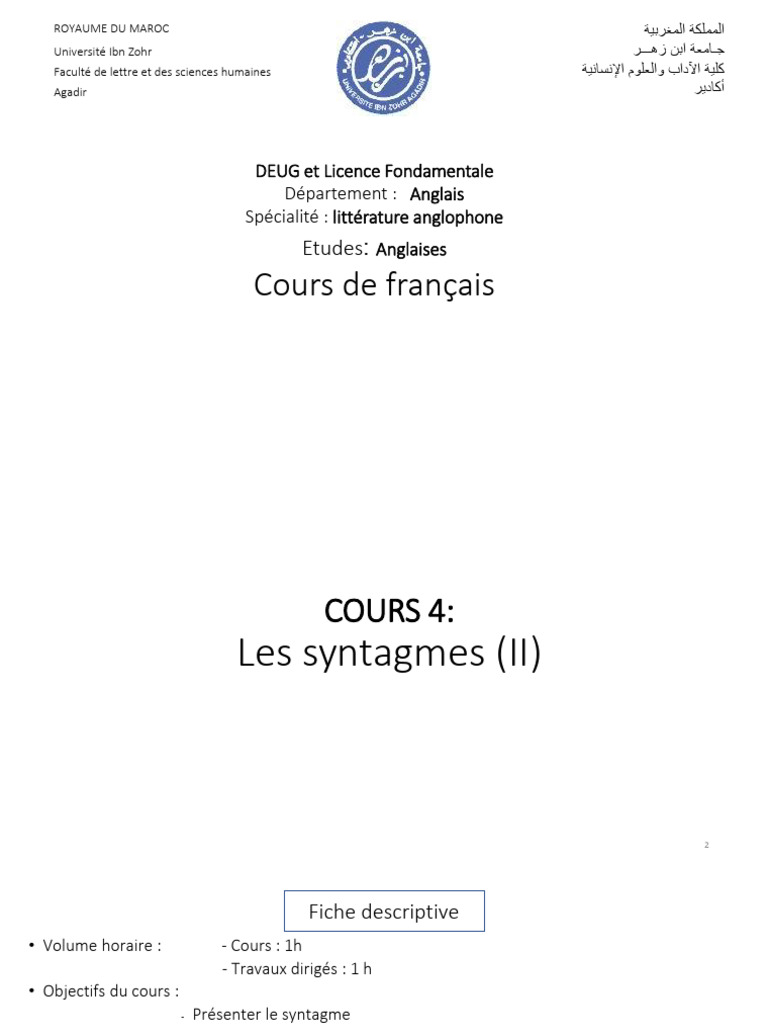 Analyse des Syntagmes en Français | PDF | Linguistique | Syntaxe