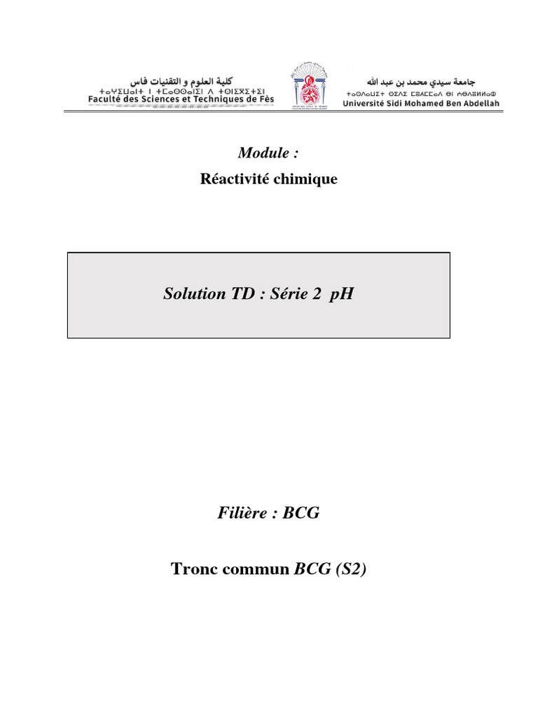 Calculs de pH et molarité en chimie | PDF | Concentration molaire ...