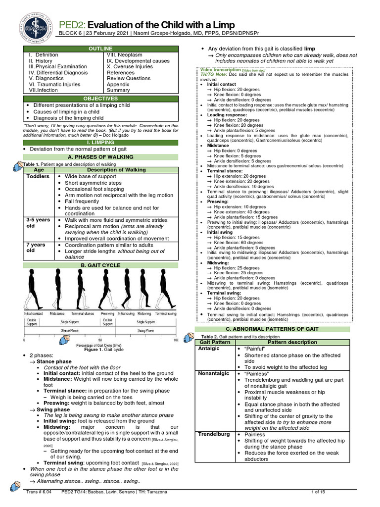 PED2 6.04 Evaluation of The Child With A Limp | PDF | Injury ...