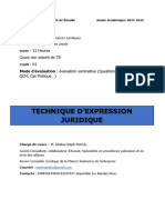 Cours de Technique D'expression Juridique