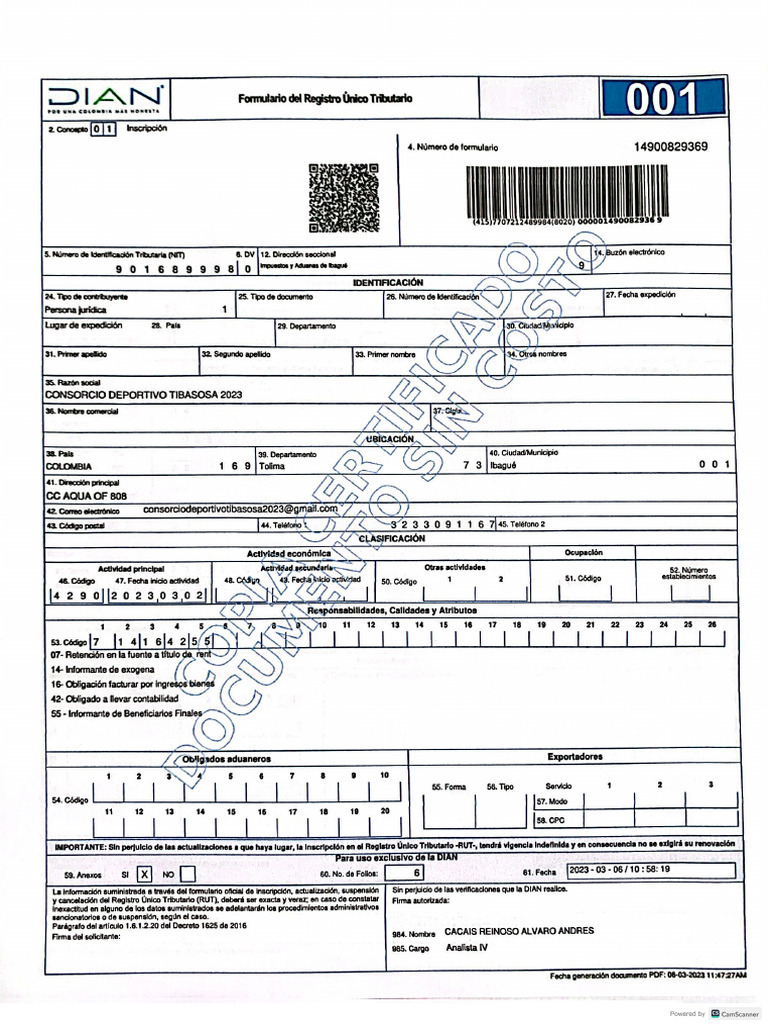 RUT CONSORCIO TIBASOSA 2023 | PDF