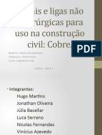 Metais e Ligas Não Siderúrgicas para Uso Na Construção Civil: Cobre.