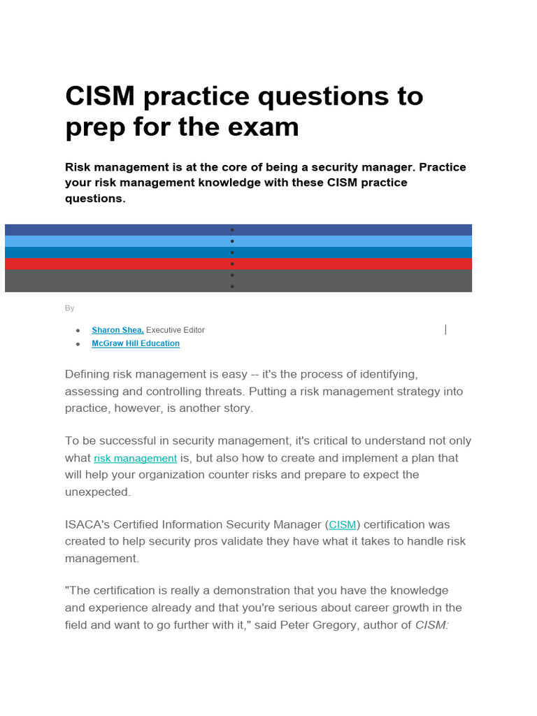 CISM Exam Practice Questions Guide | PDF | Virtual Private Network ...