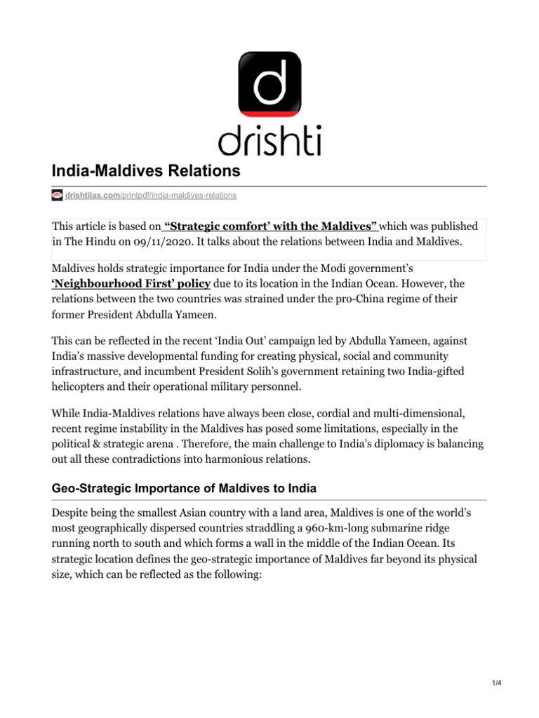 India Maldives Pdf International Relations Government