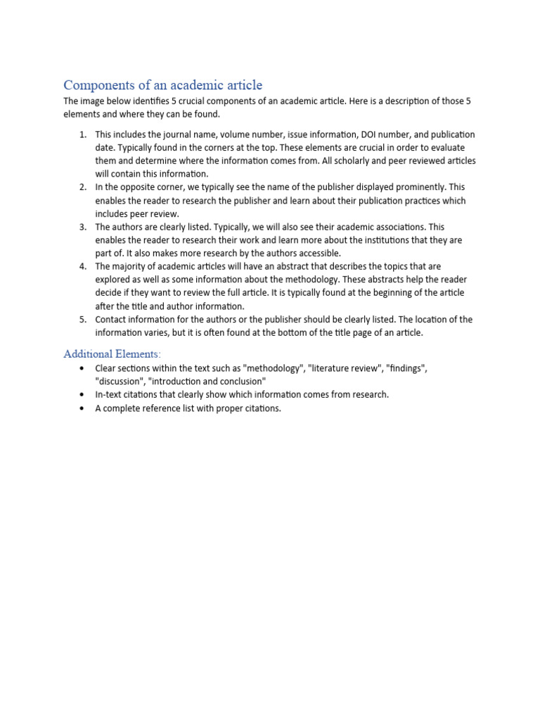 Key Components of Academic Articles | PDF