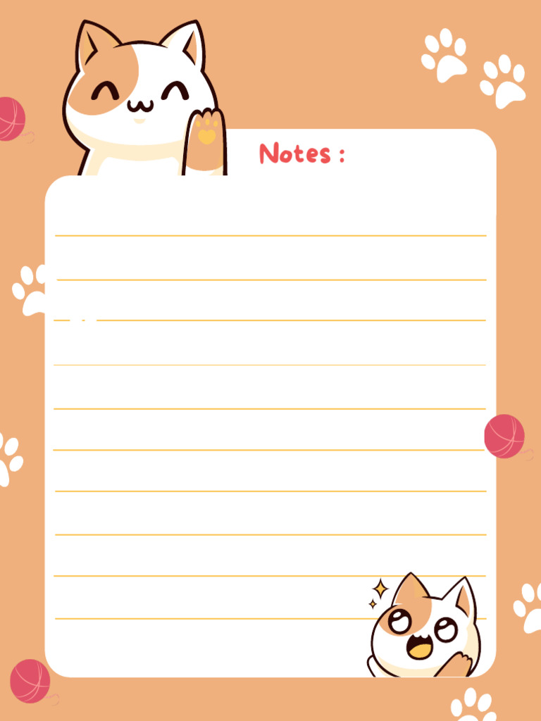Brown Cute Cat Note Card PDF