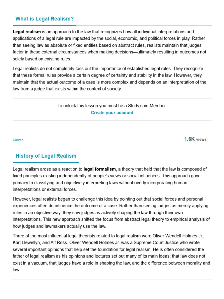 Legal Realism Overview, Origin & Examples What Is Legal Realism PDF