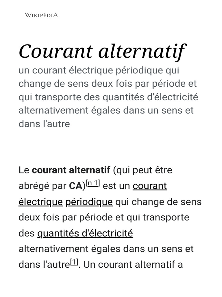 Définition du courant alternatif | PDF | Courant alternatif ...