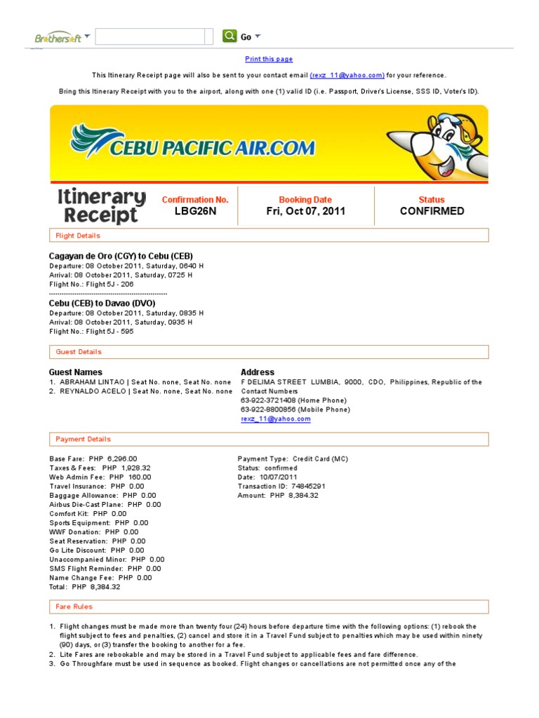 Cebu Pacific PDF Fee Business