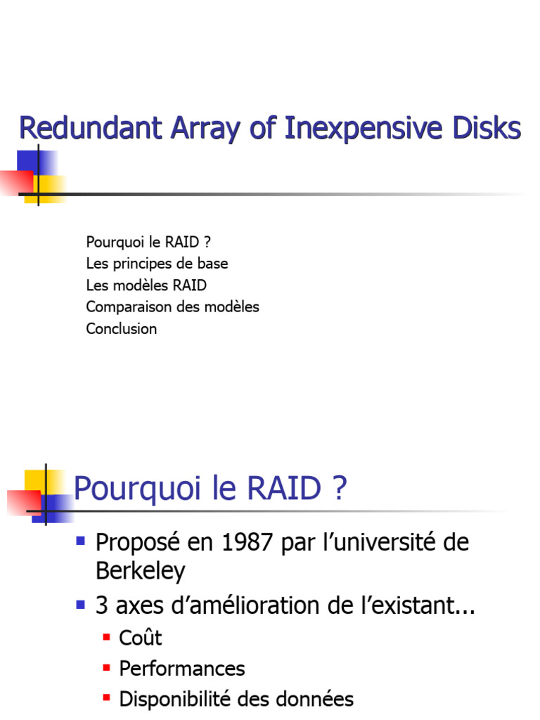 RAID | PDF | Ingénierie informatique | Données informatiques