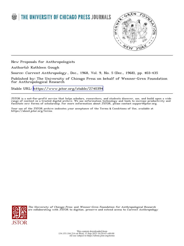 Proposals for Modern Anthropologists | PDF | Anthropology | Socialism