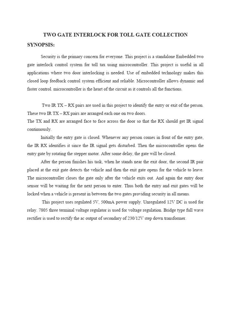 211.two Way Inter Lock For Tollgate Collection | PDF | Power Supply ...