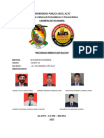 Informe Recursos Hidricos de Bolivia, Geografia Economica