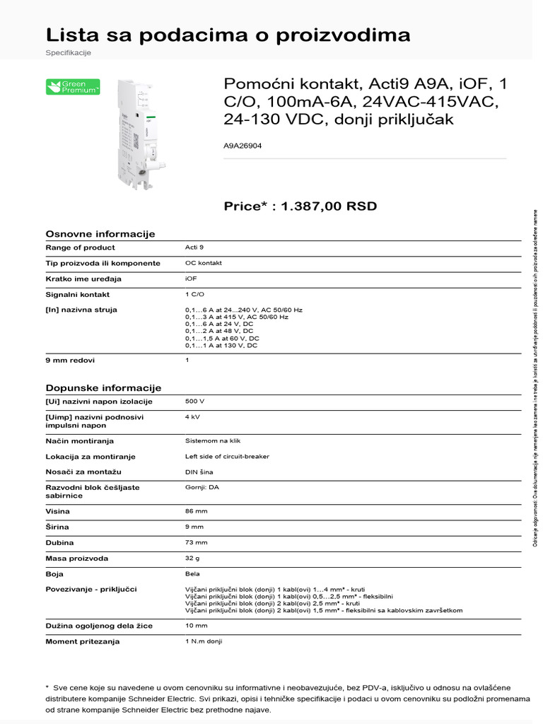 Acti 9 iDPN Vigi - A9A26904 | PDF