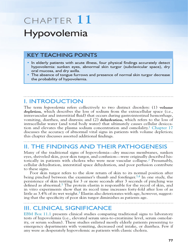 Hypovolemia PDF Dehydration Clinical Medicine