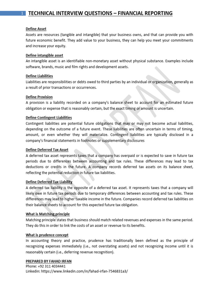 Financial Reporting Interview Guide | PDF | Deferred Tax | Financial ...