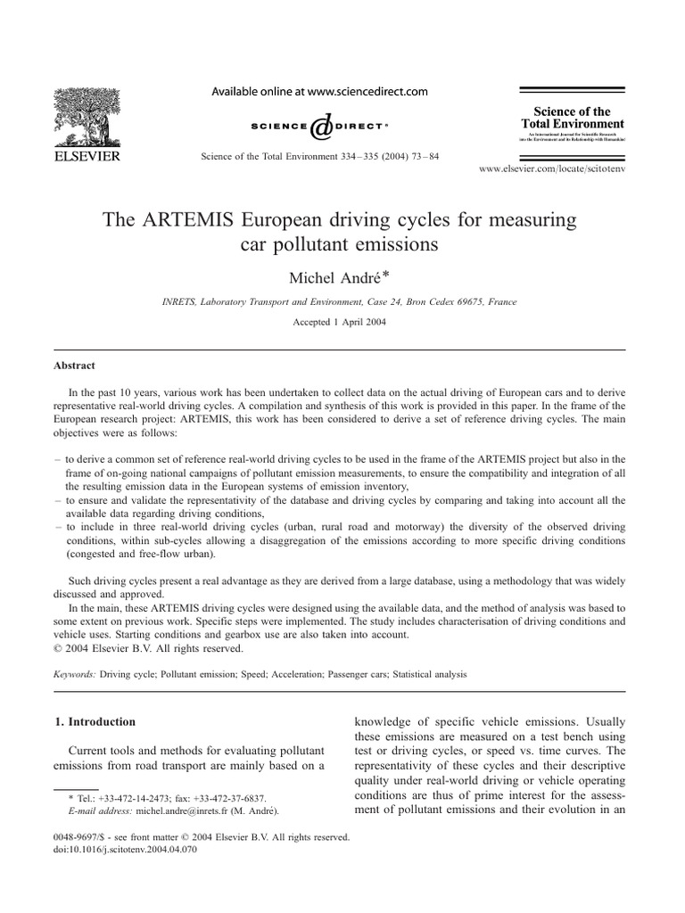 ARTEMIS European Driving Cycles Overview | PDF | Fuel Economy In ...