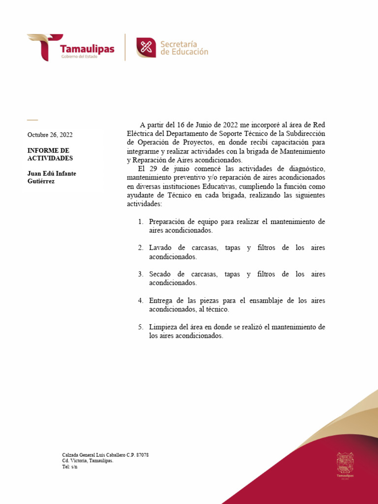 Informe de Actividades | PDF