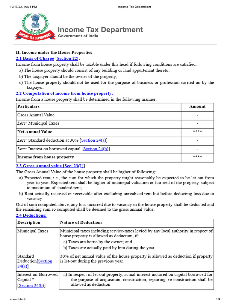 House Property PDF Tax Deduction