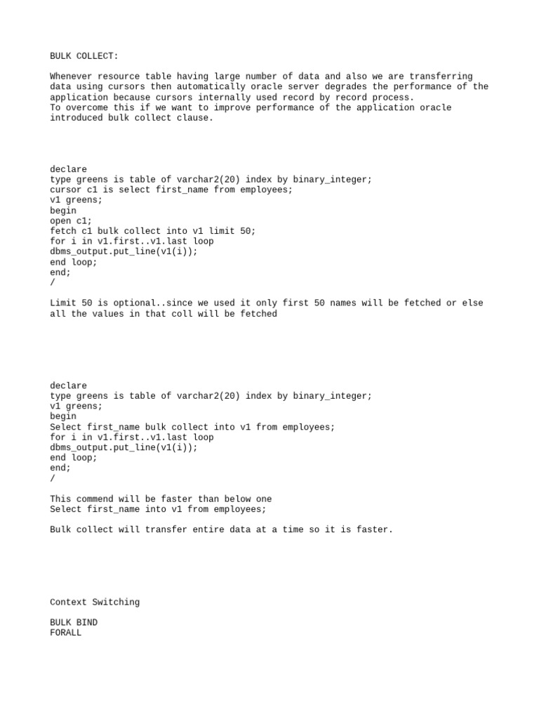 Bulk collect pdf pl sql information retrieval
