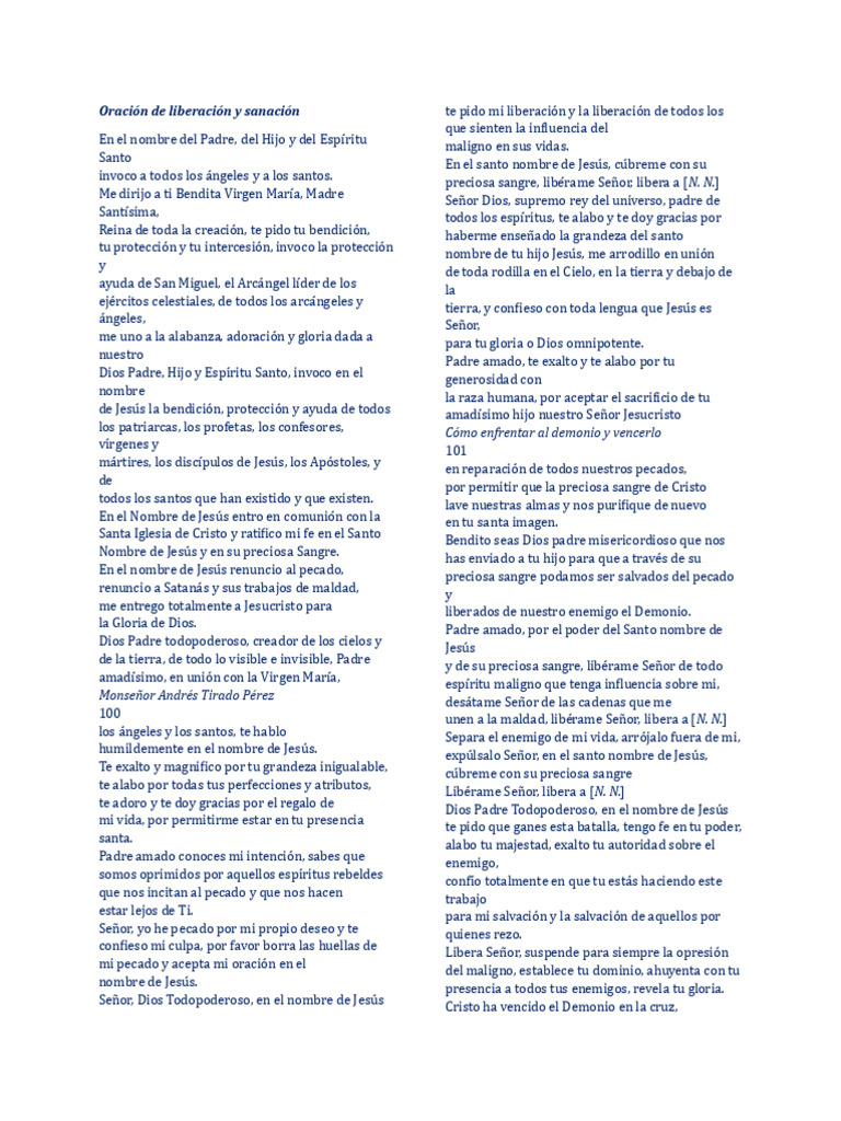 Oración de Liberación y Sanación | PDF | Cristo (título) | Oración
