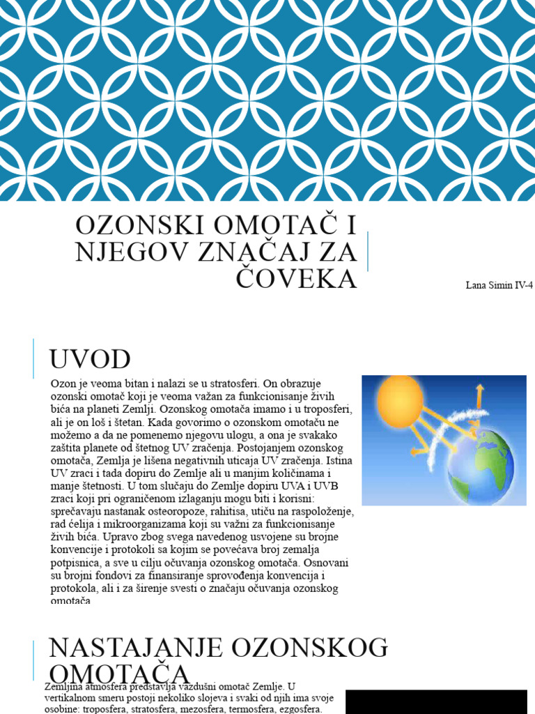 Ozonski Omotač i Njegov Značaj Za Čoveka | PDF