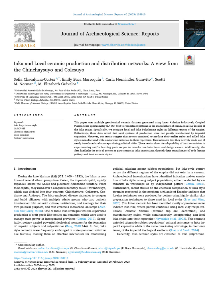 Inka and Local Ceramic Production and Distribution Networks: A View ...