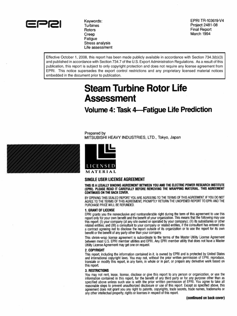 TR_103619_V4_Steam Turbine Rotor Life Assessment_ Volumes 1_5 PDF