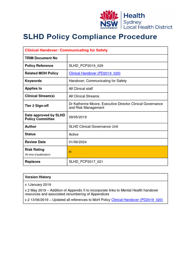 SLHD PCP2019 029 | PDF | Patient | Caregiver