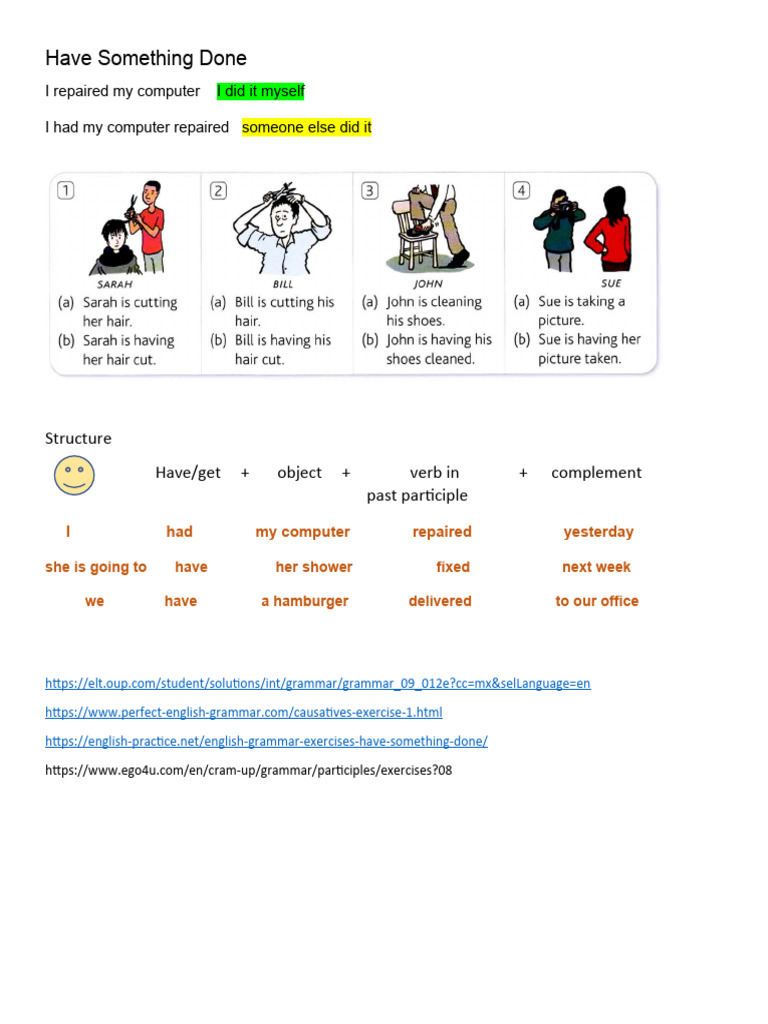 Have Something Done: Exercises & Answers | PDF