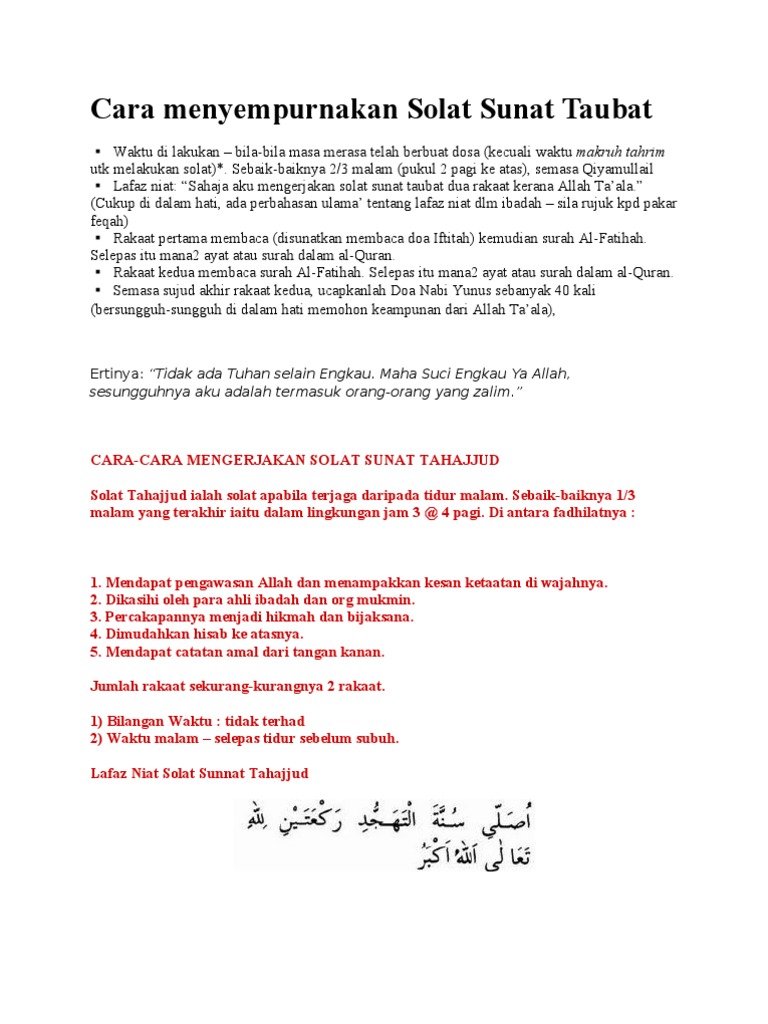 Cara Menyempurnakan Solat Sunat Taubat Pdf