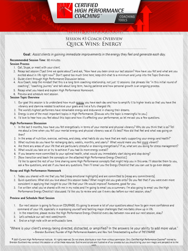 Brandon Burchard Certified High Performance Coach Energy - Coach | PDF ...