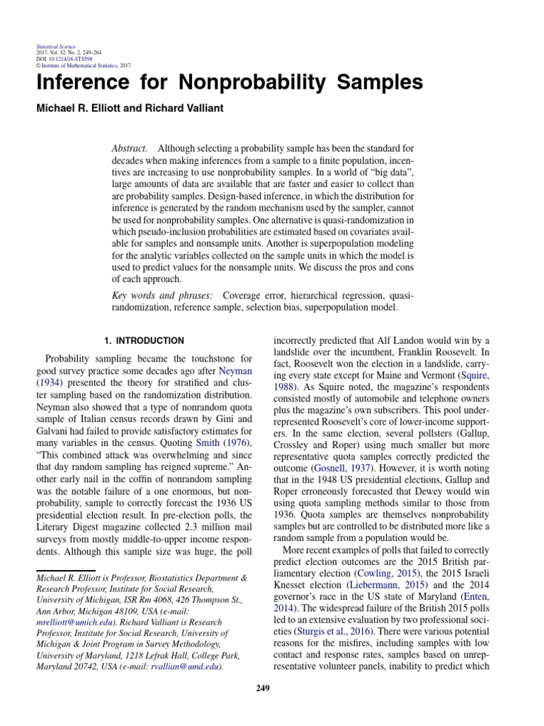 Inference Methods for Nonprobability Samples | PDF | Sampling ...