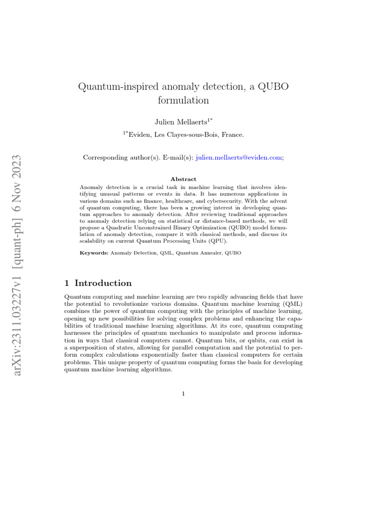 QUBO-Based Anomaly Detection Method | PDF | Quantum Computing | Machine ...
