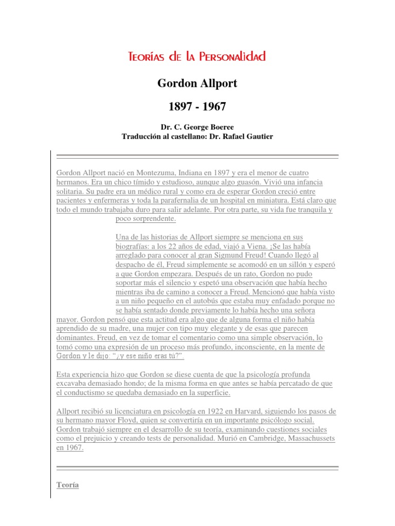 Gordon allport traits picture