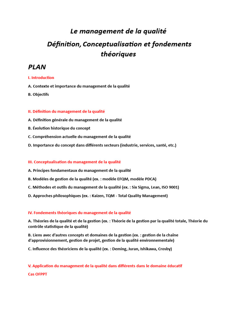 Management de la qualité : Concepts clés | PDF | Évolution de carrière